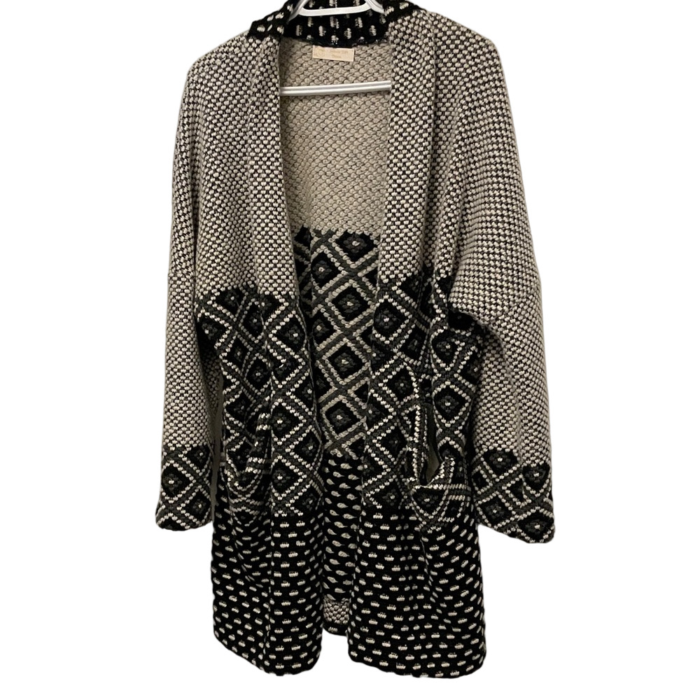 Women's Lemon Tree Treats Open Cardigan With Geometric Pattern Size Large - Picture 1 of 8